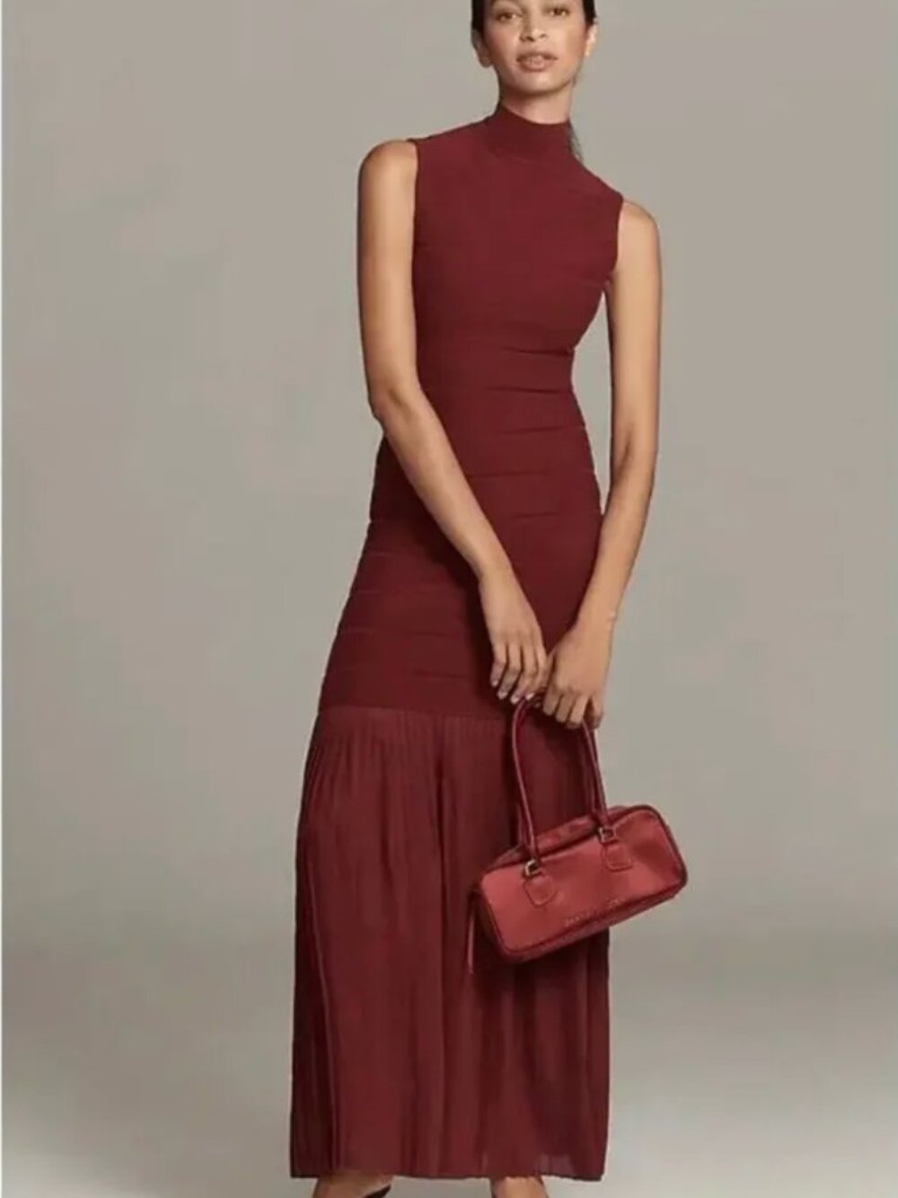 Anthropologie BLITHE Fitted Twofer Red Sweater Maxi Dress - Medium